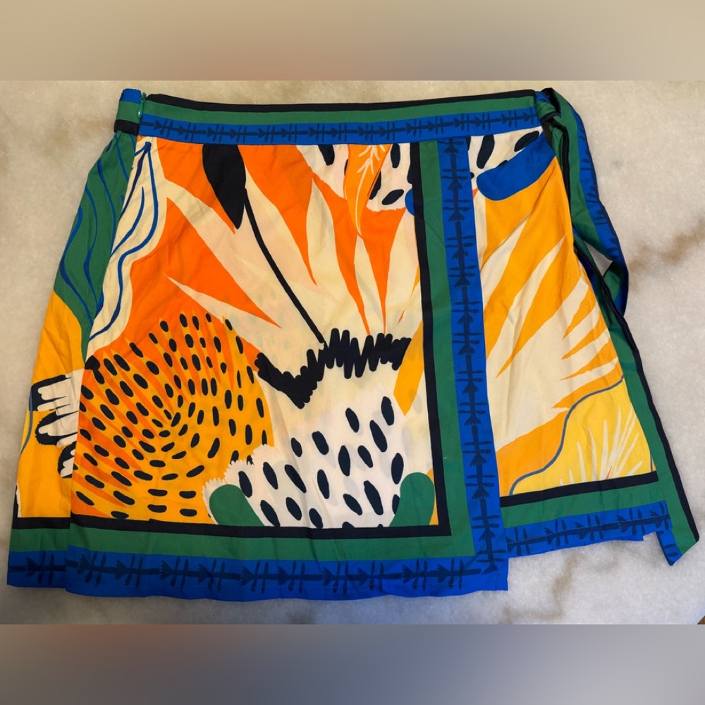 Tropical Print Wrap Skirt